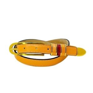 B.B. Simon Women’s Leather Skinny Belt Orange Pink Gold-Toned Size Large EUC